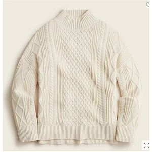 J.Crew Long cotton cable-knit mockneck sweater